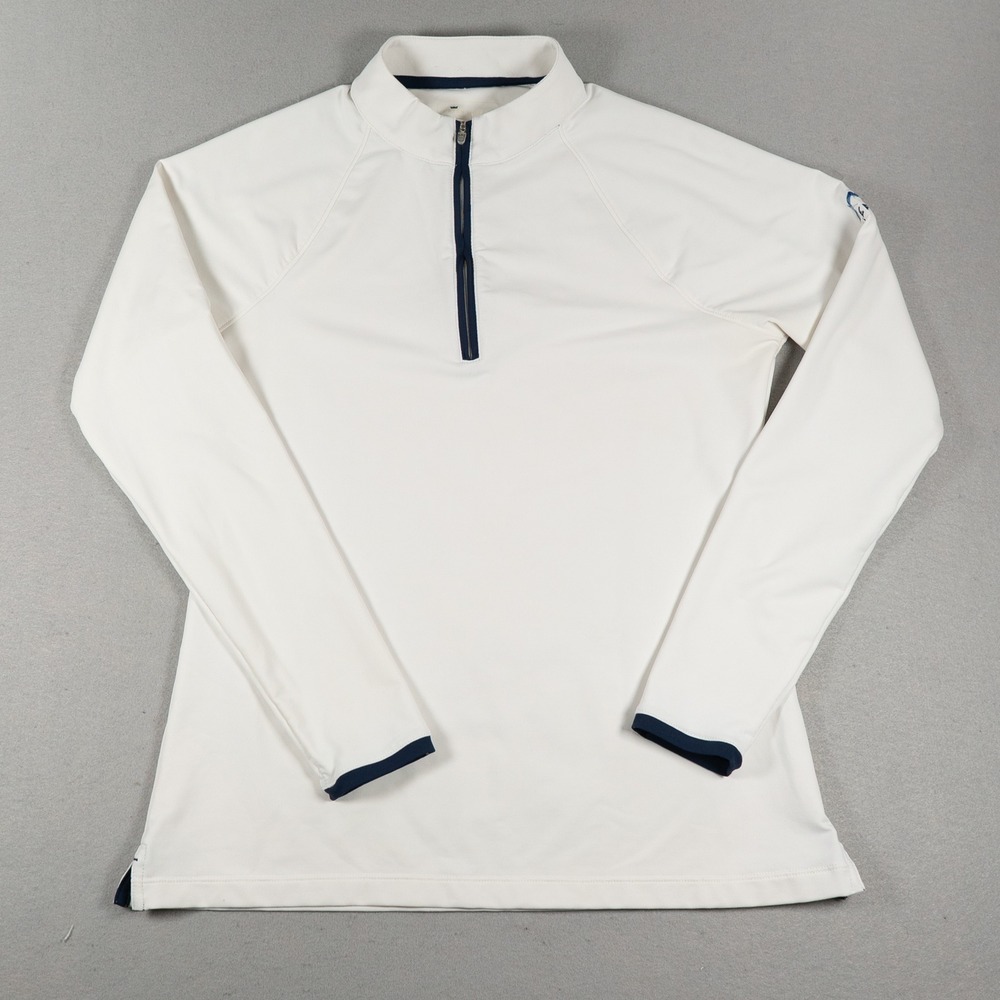 Peter Millar Womens Quarter Zip Pullover White Performance Golf Top Size M